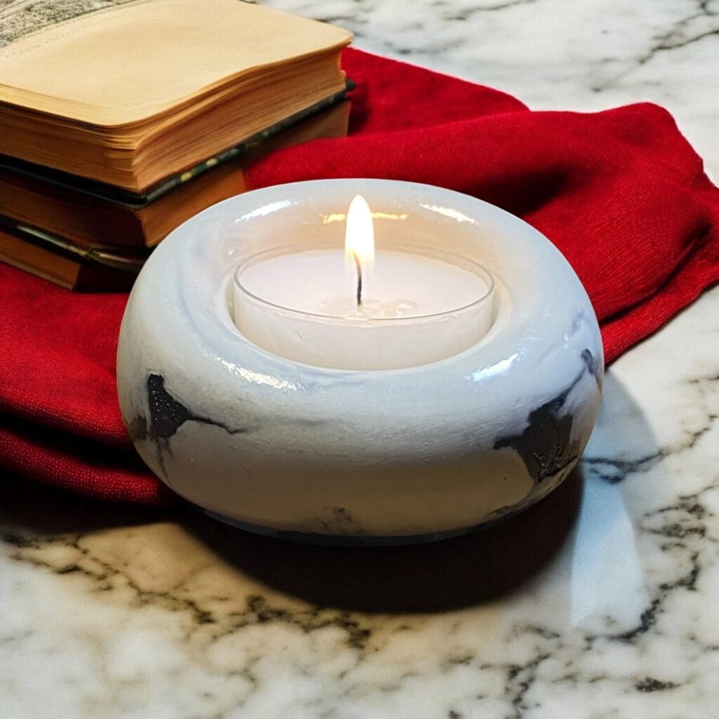 Black Marble Tealight Candle Holder
