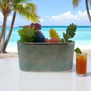 Beach Walk Oval Cement Planter