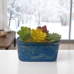 Winterspell Oval Cement Planter