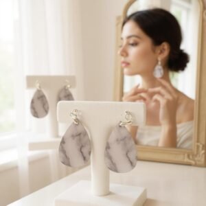 Arctic Marble Teardrop Earrings