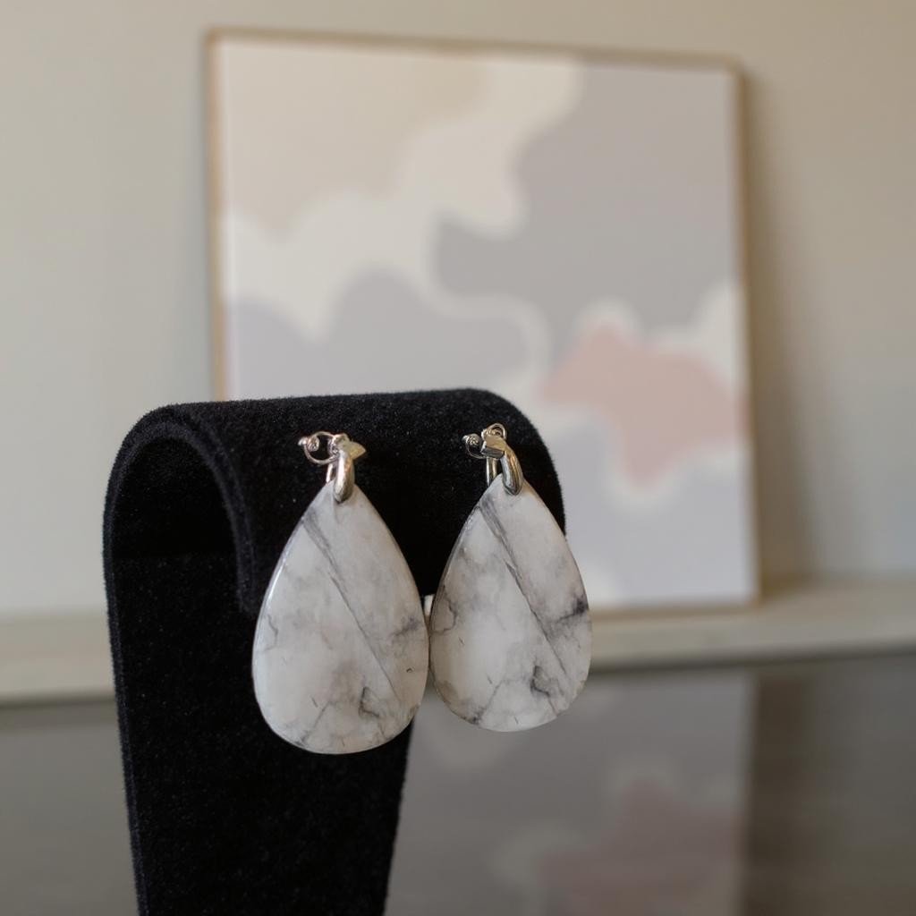 Arctic Marble Teardrop Earrings