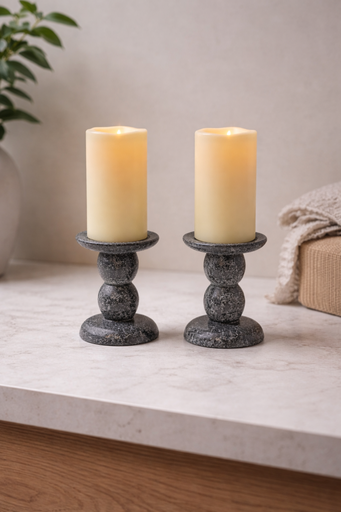 Faux Granite Candle Holders