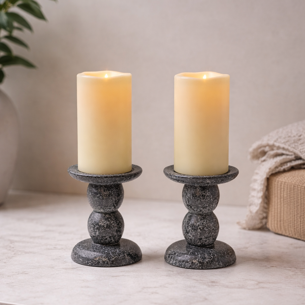Faux Granite Candle Holders